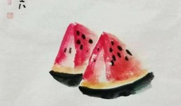 乡村夏季吃瓜绘画,一幅乡村吃瓜生活的画卷